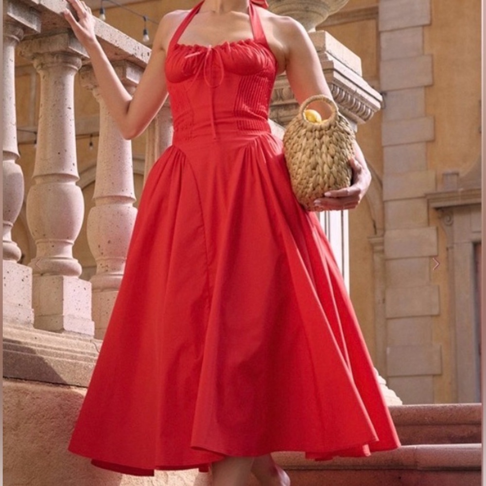 House of CB Vibrant Red Halter Dress